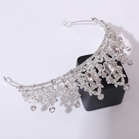 Crystal Queen Crowns Rhinestone Princess Tiaras for Womens Girls Silver Tiara an - Picture 4 of 7